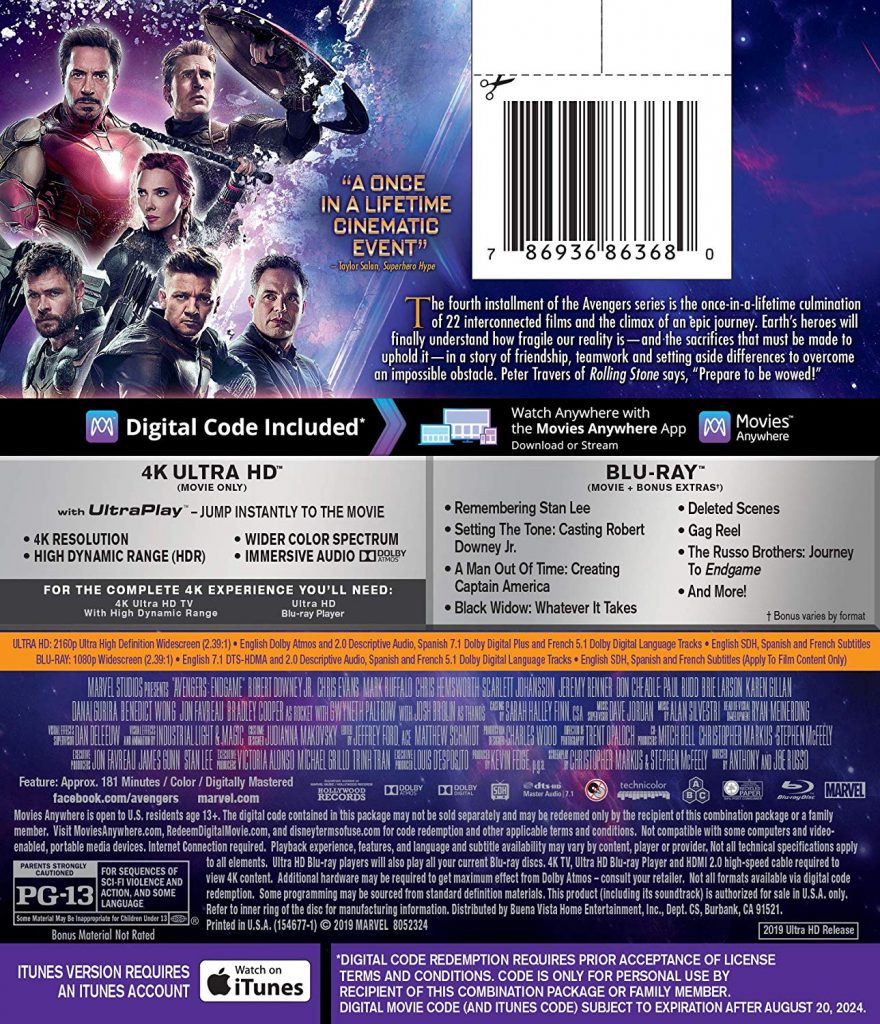 Boomstick Comics Blog Archive Avengers Endgame 4k Uhd Blu Ray